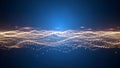 Abstract particle wave on dark blue gradient background Royalty Free Stock Photo