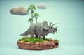 Conceptual presentation scene of a Triceratops