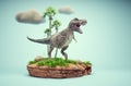 Conceptual presentation scene of a Tyrannosaurus
