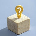 Conceptual Question Mark Lightbulb atop Wooden Cube Explore the Power of Ideas, Innovation, and Problem-Solving This image Royalty Free Stock Photo
