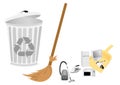 Conceptual recycle illustration with broom