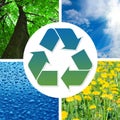 Conceptual recycling sign with images of nature