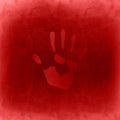 Conceptual red painted hand imprint