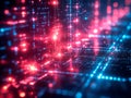 Conceptual representation of computer networks or data flow, with a focus on abstract pixel patterns and interconnected Royalty Free Stock Photo