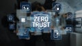 Conceptual Representation of Zero Trust Security Framework With Digital Icons and Modern Technology Symbols in Royalty Free Stock Photo