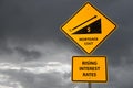 Conceptual road sign warning against rising mortgage cost Royalty Free Stock Photo