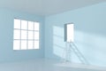Conceptual room with a ladder lead to outside, 3d rendering Royalty Free Stock Photo