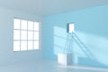 Conceptual room with a ladder lead to outside, 3d rendering Royalty Free Stock Photo