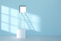 Conceptual room with a ladder lead to outside, 3d rendering Royalty Free Stock Photo