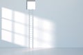 Conceptual room with a ladder lead to outside, 3d rendering Royalty Free Stock Photo