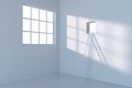 Conceptual room with a ladder lead to outside, 3d rendering Royalty Free Stock Photo