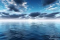 Conceptual sea or ocean water waves and blue sky with clouds background Royalty Free Stock Photo