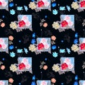 Conceptual seamless print for fabric with gardening flowers