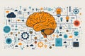 AI Brain Network Concept â Data Flow, Neural Connections, Machine Learning & Cognitive Thinking. AI Generated Royalty Free Stock Photo
