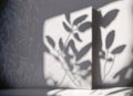 Conceptual Shadow of Plants: Large Leaves on White Wall and Floor, Background with Window Light AI-Generated Image Royalty Free Stock Photo