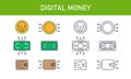 Conceptual signs of Digital Money. Isolated Vector illustration Royalty Free Stock Photo