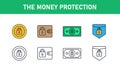 Conceptual signs of the money protection. Isolated Vector illustration Royalty Free Stock Photo