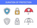 Conceptual signs of Protection span. Isolated Vector illustration Royalty Free Stock Photo