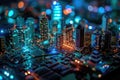 Conceptual Smart City on Digital Circuit Board, AI Concept AIG41