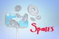 Conceptual spares billboard with gears flying out