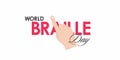 Conceptual Template Design for World Braille Day. Hand with Index Finger Reading Braille Language. Royalty Free Stock Photo