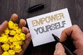 Conceptual text showing Empower Yourself. Business photo showcasing Positive Motivation Advice For Personal Development written on Royalty Free Stock Photo