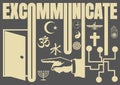 Conceptual vector artwork representing excommunication Royalty Free Stock Photo