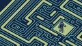 Person Navigating Complex Circuit Board Maze, vector design Generative AI Royalty Free Stock Photo
