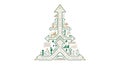 A conceptual vector illustration depicts an abstract strategic Christmas tree structure of interlocking financial growth arrows an Royalty Free Stock Photo