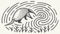 Armadillo in Maze Pattern Nature Abstract Puzzle Vector, vector design Generative AI Royalty Free Stock Photo