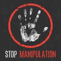 Vector illustration. Social problems. Stop manipulation. Royalty Free Stock Photo