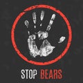 Conceptual vector illustration. Stop bears