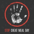 Conceptual vector illustration. Stop cheat meal day