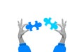 Hands connecting puzzle pieces illustration Royalty Free Stock Photo