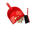 Conceptual view of the financial crisis - dustpan, brush and eurocent