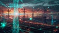 Conceptual visualization of an AI-powered smart grid Royalty Free Stock Photo