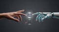 AI and Human Hands Touching, Connecting the Future of Technology and Innovation for Digital Professionals. Royalty Free Stock Photo