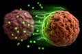 Conceptual visualization of microscopic organisms with radioactive emission and luminous particles Royalty Free Stock Photo