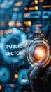 Conceptual Visualization of Public Sector Services and Government Departments Represented in Holographic Icons Royalty Free Stock Photo