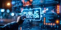 Conceptual Visualization of Public Sector Services and Government Departments Represented in Holographic Icons Royalty Free Stock Photo