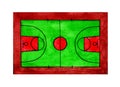 Conceptual watercolor illustration of a basketball field with lines.