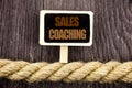 Conceptual writing text showing Sales Coaching. Business photo showcasing Business Goal Achievement Mentoring written Blackboard H