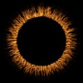 Orange hot raging blaze of fire, circle round ring flame Royalty Free Stock Photo