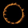 Orange hot raging blaze of fire, circle round ring flame