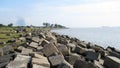 Concerete block for shore protection at Potenga Sea Beach Royalty Free Stock Photo