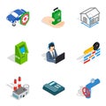 Concern icons set, isometric style