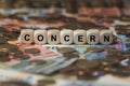 CONCERN - image with words associated with the topic MONOPOLY, word cloud, cube, letter, image, illustration Royalty Free Stock Photo