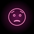 Concerned about neon icon. Simple thin line, outline vector of emoji icons for ui and ux, website or mobile application Royalty Free Stock Photo