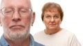 Concerned Senior Couple Isolated on White Royalty Free Stock Photo