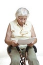 Concerned senior reading letter